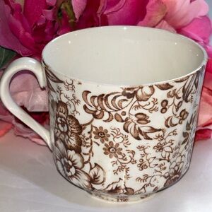 James Kent Old Foley Century Chintz Cup VTG English Brown Cream Floral cup